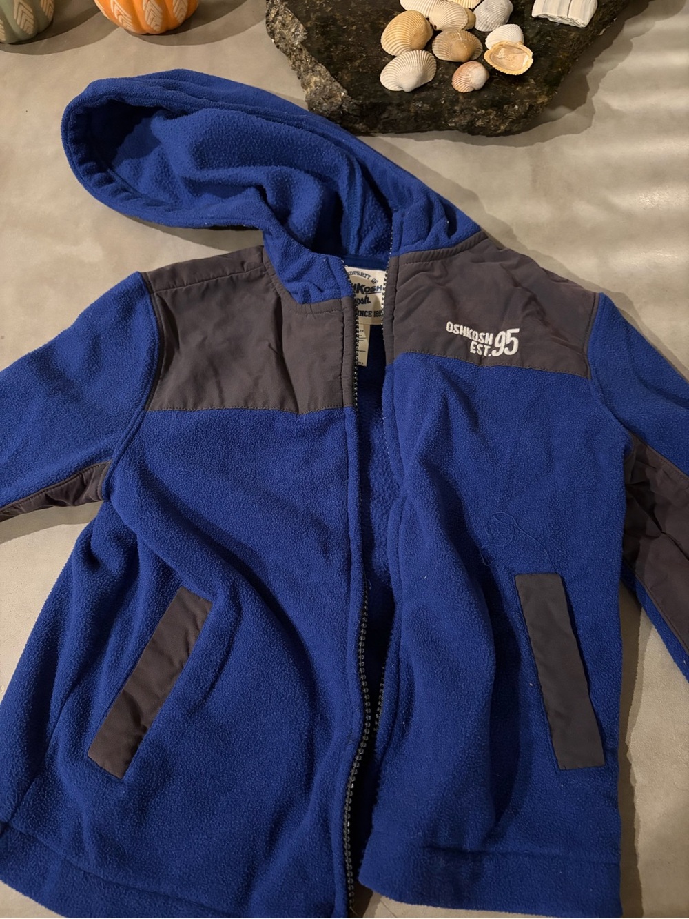 OshKosh B'gosh Royal Blue and Gray Hooded Fleece Jacket - Kids